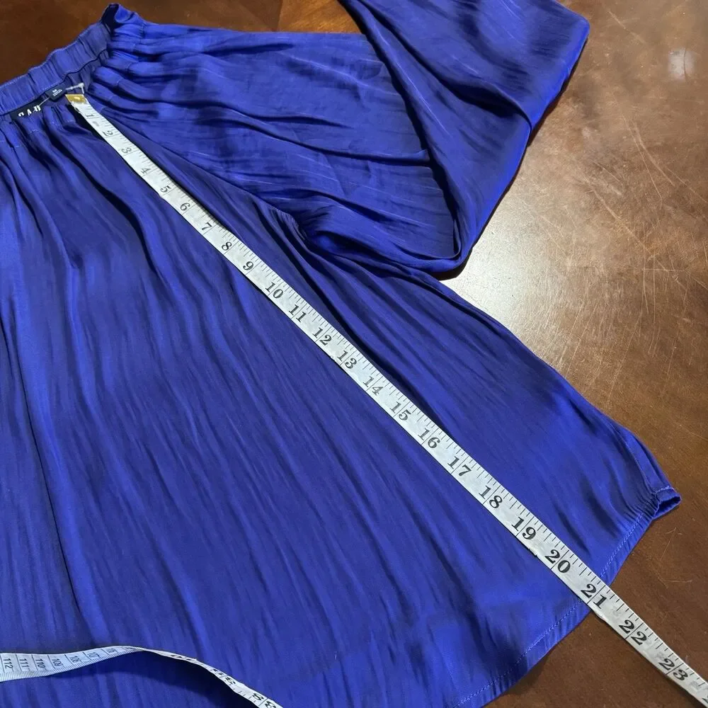 NEW Gap Long Sleeve Silky Bow Back Top Bright Cobalt Sz M Womens